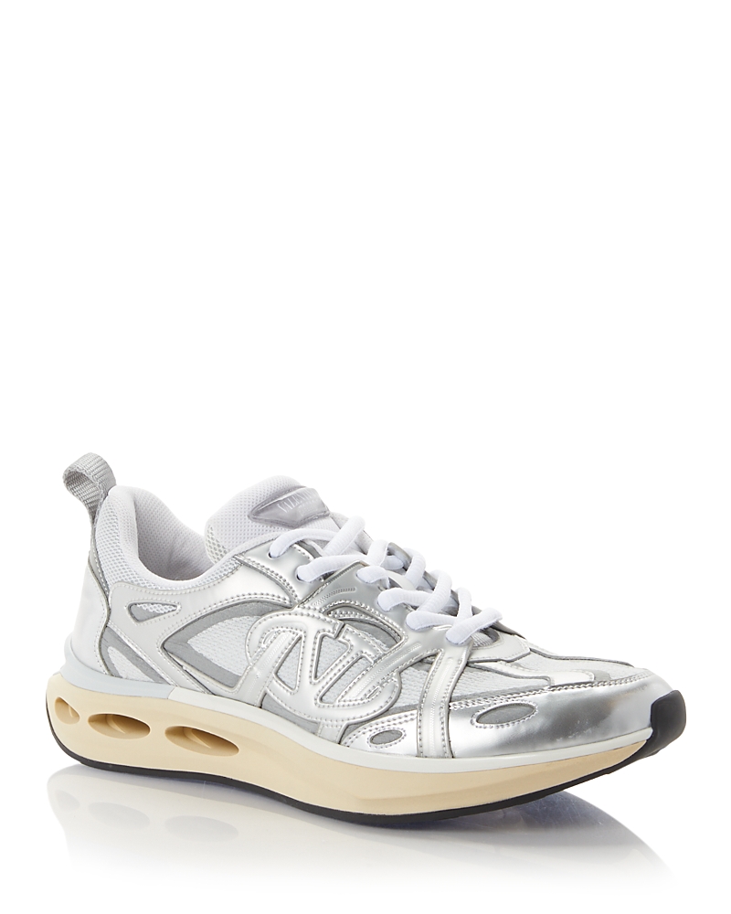 Shop Valentino Women's Vlogo Easyjog Low Top Sneakers In White/silver
