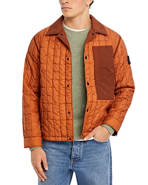 Shop Stone Island Quilted Snap Front Jacket In Rust