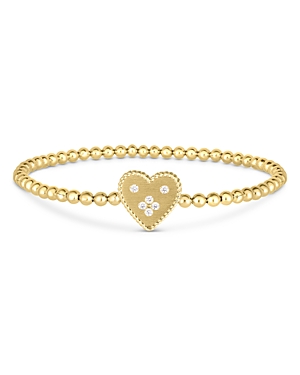 Roberto Coin 18k Yellow Gold Diamond Venetian Princess Small Heart Beaded Stretch Bracelet