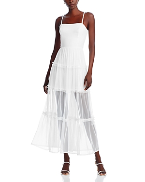 French Connection Whisper Tiered Ruffled Dress In Summer White