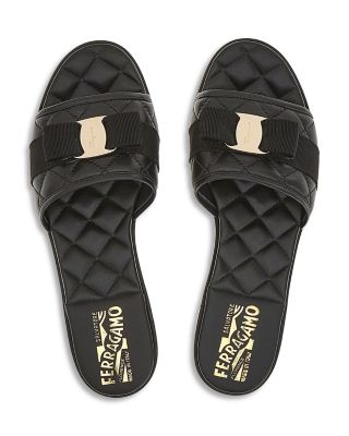 Women's Lovec Q Bow Accent Quilted Slide Sandals 