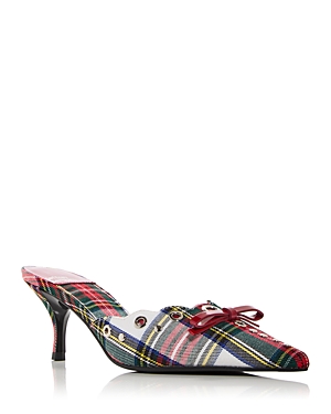 Jeffrey Campbell Gratis Pointed Toe Mule In Red/white/plaid