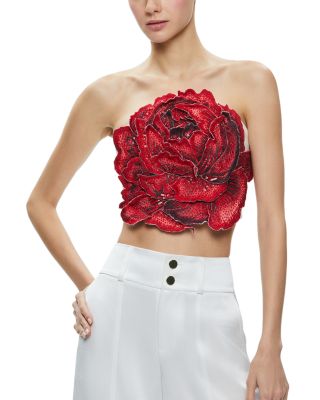 Alice and Olivia - Randie Strapless Floral Appliqu&eacute; Top