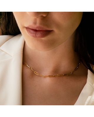 18K Yellow Gold Paperclip Link Chain Necklace, 17"