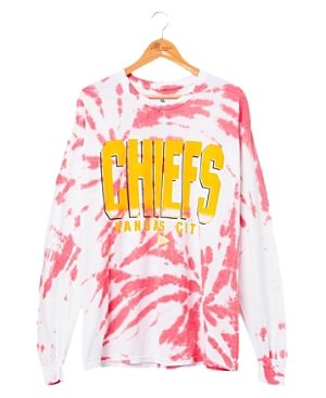 Shop Junk Food Clothing Chiefs Game Time Tie Dye Long Sleeve Tee
