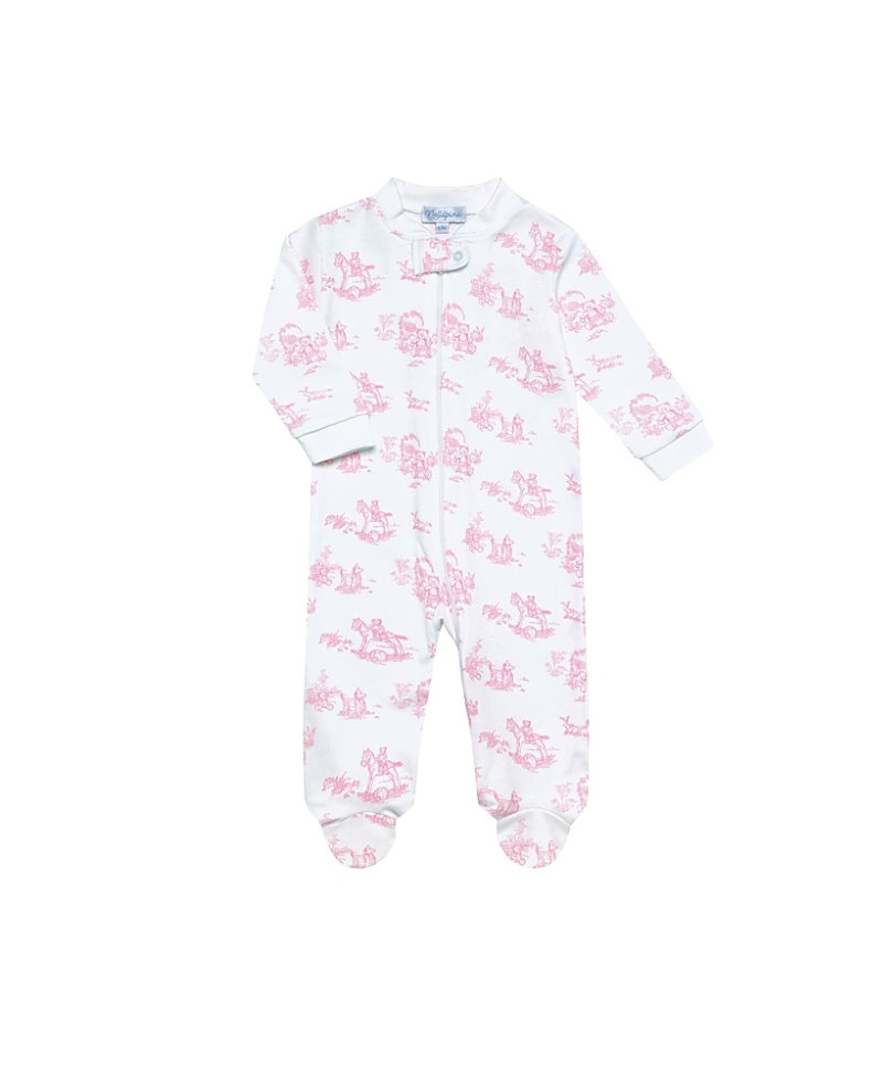 Nellapima Blue Heart Print Zipper Footie - Baby In Pink Toile