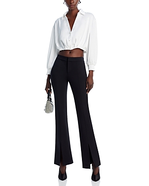 Shop Alice And Olivia Pierre Cropped Shirt In Off White