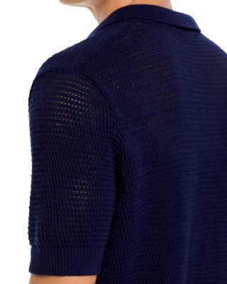 Mesh Short Sleeve Open Collar Polo Sweater