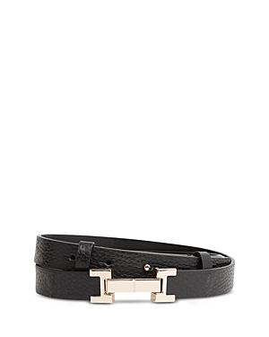 Shop Reiss Women's Hayley Square Hinge Leather Belt In Black