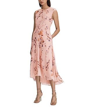 Shop Reiss Becci Floral Print Midi Dress In Blush