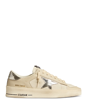 Golden Goose Women's Stardan Lace Up Star Low Top Sneakers In White/white Cream/silver