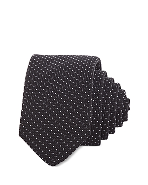 Hugo Micro Dot Silk Skinny Tie In Black