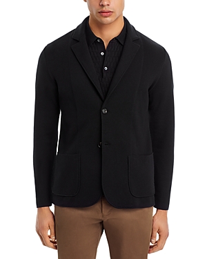 Maurizio Baldassari Silk & Cotton Jersey Slim Fit Sweater Jacket In Black