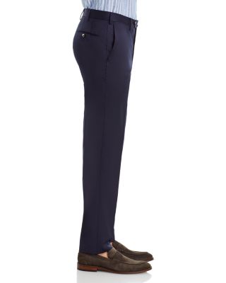 Slim Fit Flat Front Wool Trousers