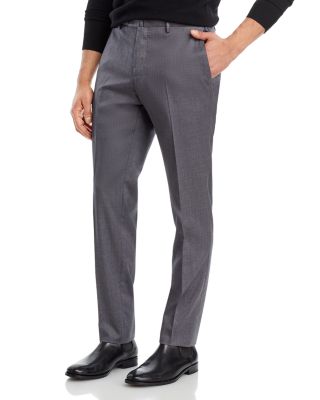 Slim Fit Flat Front Wool Trousers