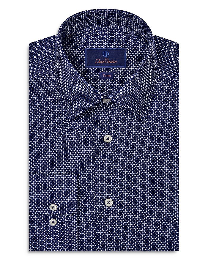 David Donahue Trim Fit Plaid Dress Shirt In White Dune Size 15 5 60 main image 0