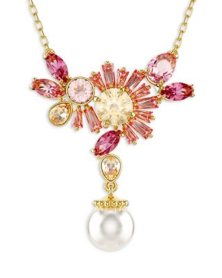 Swarovski - Gema Sakura Imitation Pearl & Crystal Mixed Cut Pendant Necklace, 16.5-19.3"
