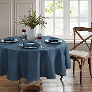 Elrene Home Fashions Alison Hemstitch Tablecloth, 70 Round In Blue