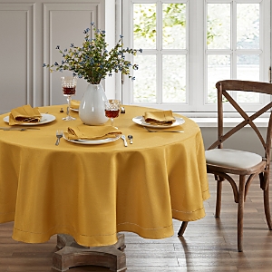 Elrene Home Fashions Alison Hemstitch Tablecloth, 70 Round In Gold