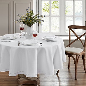 Elrene Home Fashions Alison Hemstitch Tablecloth, 70 Round In White