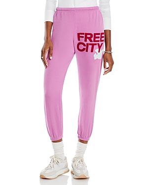 Shop Freecity Cotton Sweatpants In Pink Lips Cherry