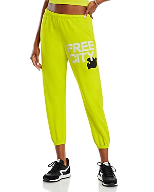 Shop Freecity Cotton Sweatpants In Glow Yellow