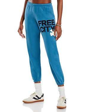 Shop Freecity Cotton Sweatpants In Blue Sound