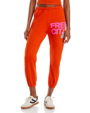 Shop Freecity Cotton Sweatpants In Orange Plant