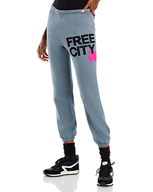Shop Freecity Cotton Sweatpants In Grey Art