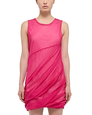 Helmut Lang Womens Gathered Above Knee Mini Dress In Fuchsia