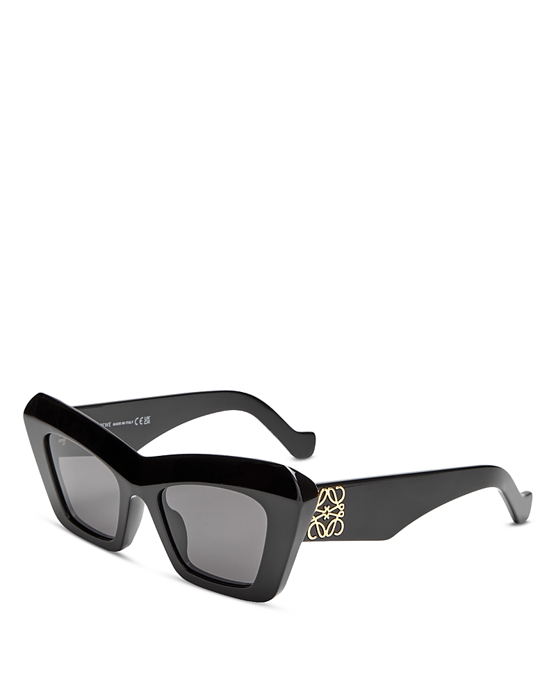 Loewe Bevelled Cat Eye Sunglasses In Black/gray Solid