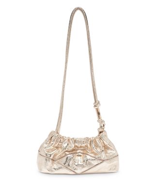 Ruched Metallic Leather Clutch