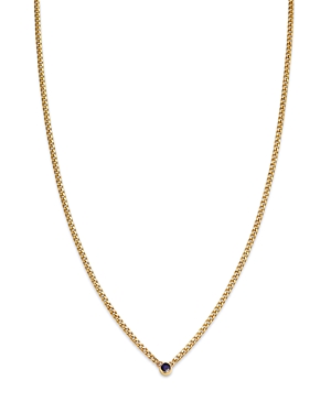 Zoë Chicco 14k Yellow Gold Curb Chain Blue Sapphire Necklace, 16 In Blue/gold