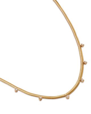 14k Yellow Gold Graduated Diamond Snake Chain Necklace, 16"