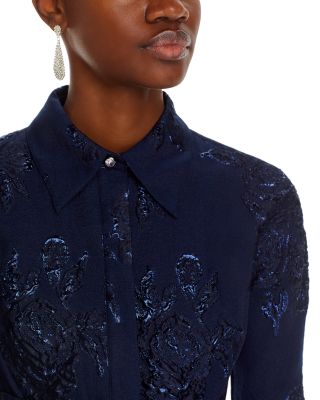 Metallic Jacquard Shirt Dress Gown