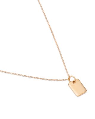 Mini Dog Tag Pendant Necklace in 14K Yellow Gold, 18"