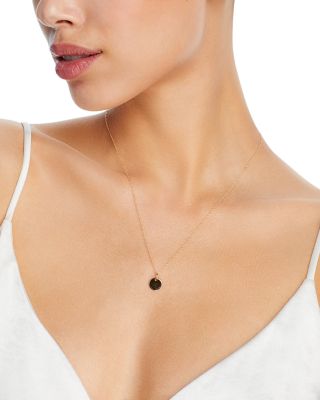 Mini Round Tag Pendant Necklace in 14K Yellow Gold, 18"