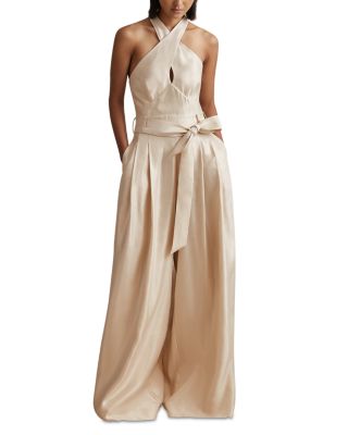 REISS - Jacinta Wide Leg Halter Jumpsuit