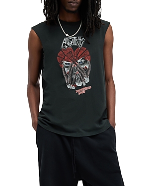 Shop Allsaints Amortis Sleeveless Graphic Tee In Washed Black