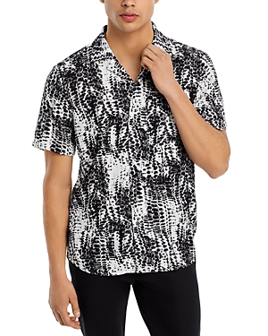 Hugo Ellino Relaxed Fit Button Front Printed Camp Shirt
