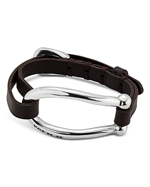 Uno De 50 Bruh Leather Central Large Link Bracelet In Silver/brown