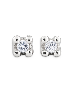 Uno De 50 Cosmos White Zircon Square Stud Earrings In Silver