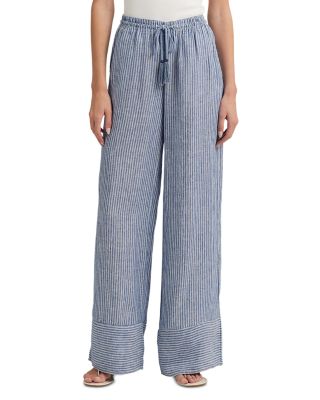 Ralph Lauren - Petite Pinstripe Linen Wide Leg Pants