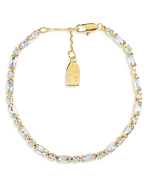 Shop Jackie Mack Designs Alpha Cubic Zirconia Mixed Cut Link Bracelet In Gold