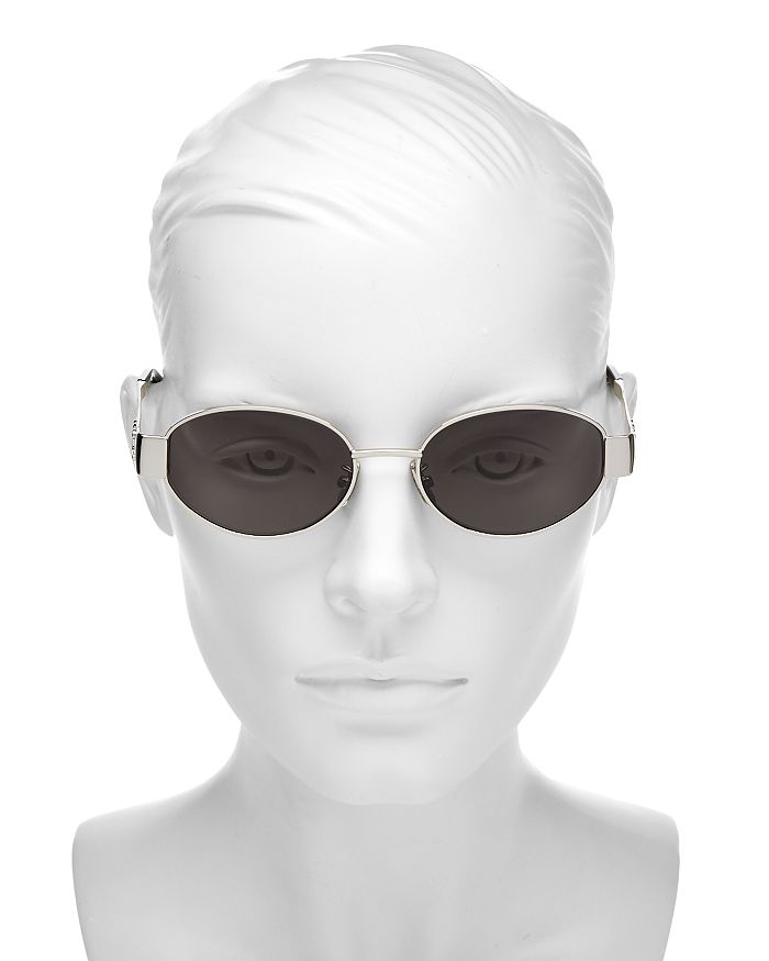 Shop Celine Triomphe Metal Round Sunglasses, 54mm In Silver/gray Solid