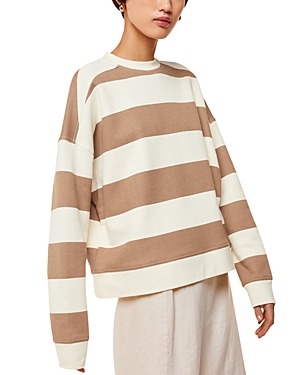 Shop Whistles Cotton Wide Stripe Sweater In Ivory/multi