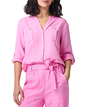 Shop Nic + Zoe Nic+zoe Drapey Utility Shirt In Pink Lotus
