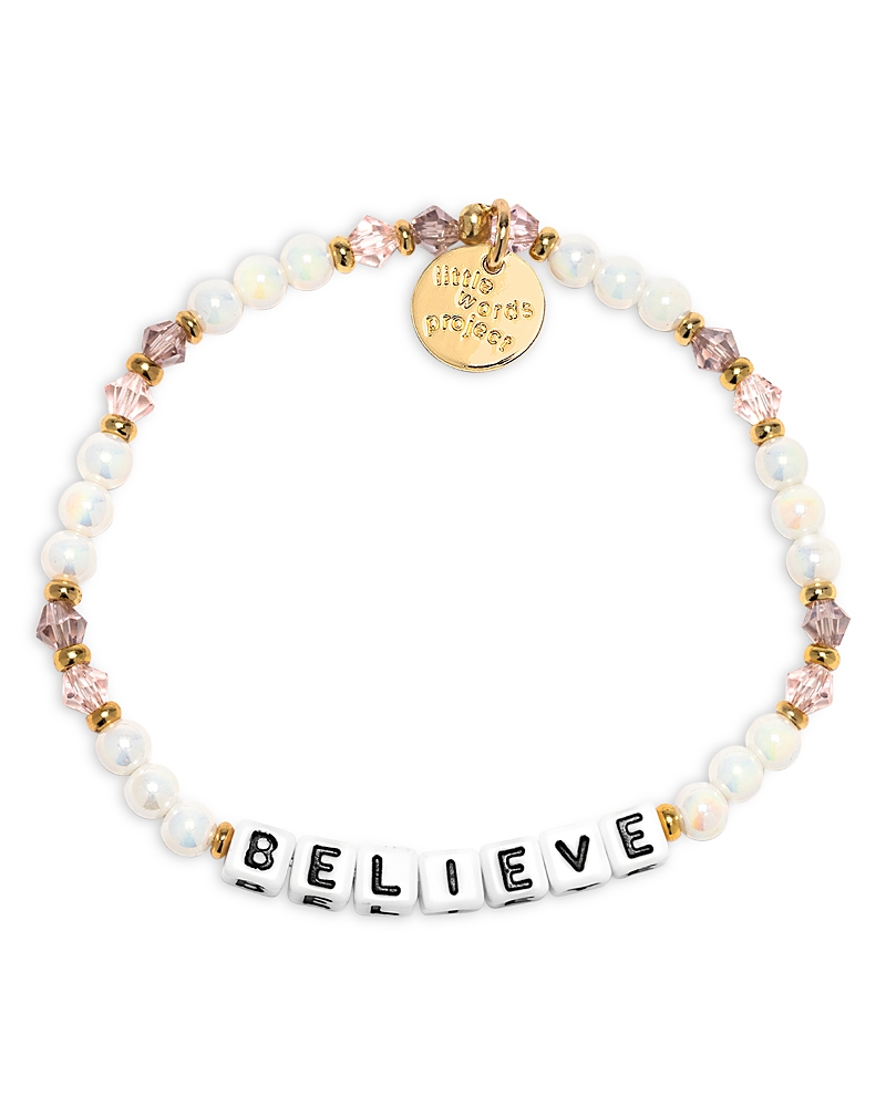 Little Words Project Medium Small Believe Bracelet In Purple/white