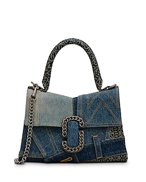 Shop Marc Jacobs The Deconstructed Denim St. Marc Top Handle In Indigo Multi