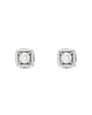 Miseno Jewelry 18K White Gold Faro Diamond Cube Stud Earrings